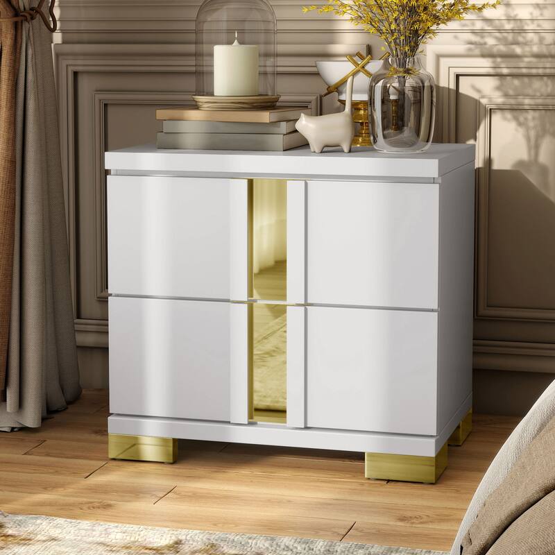 Furniture of America Halifax Modern Rubberwood 2-Drawer Nightstand - White