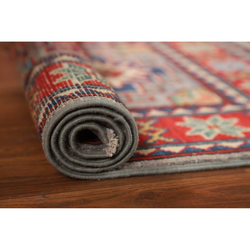 Gray Traditional Kazak Oriental Accent Rug Hand-Knotted Wool Carpet - 2'0"x 3'0" - 2'0"x 3'0" - Grey