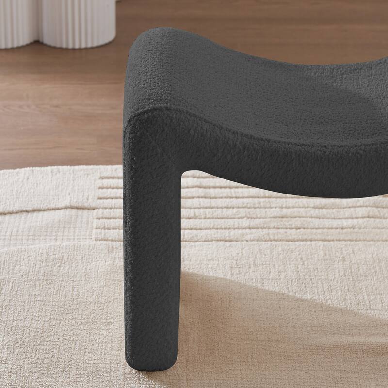 VANOMi Upholstered Pouf, Mid-Century Modern Ottoman, Cometemporary Foot Stool For Living Room Extra Vanity Seat For Small Space
