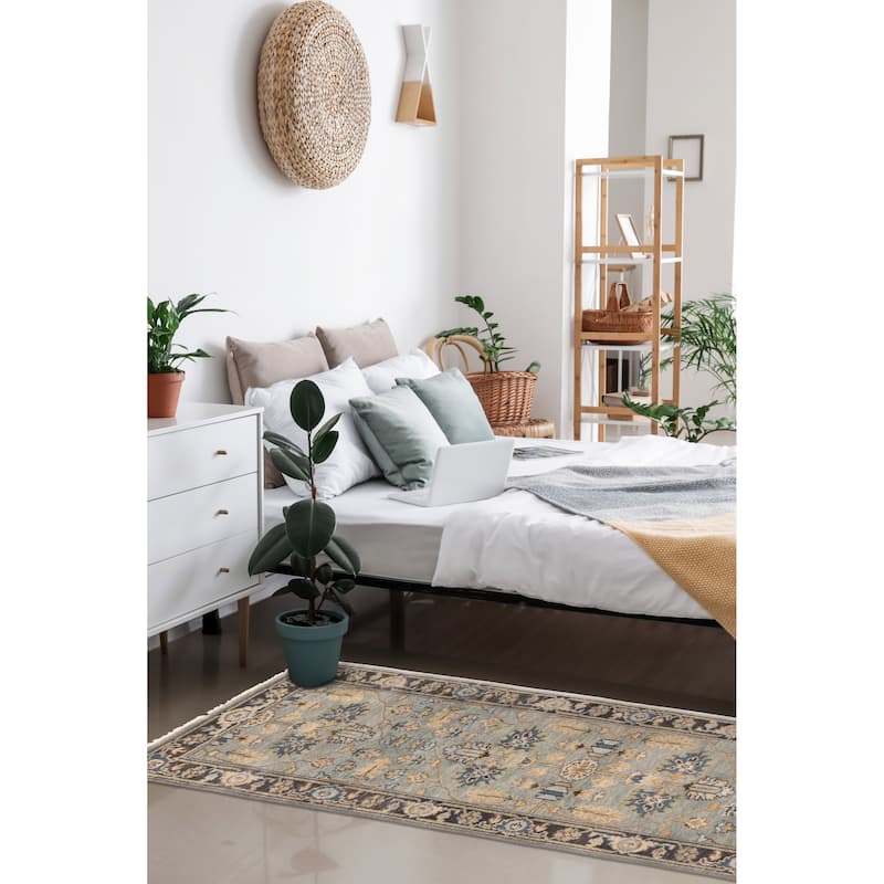 ECARPETGALLERY Hand-knotted Finest Agra Jaipur Teal Wool Rug - 2'6 x 7'11