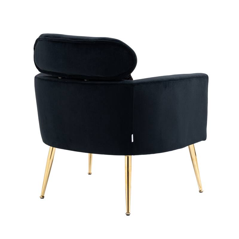 Velvet Upholstered Accent Chair With A Pillow