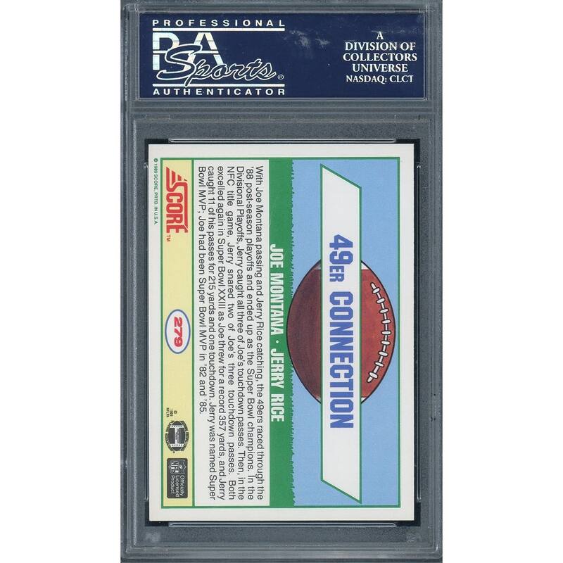 Joe Montana / Jerry Rice 1989 Score Football Card #279 Graded PSA 10 GEM MINT - 8'6" x 11'6"