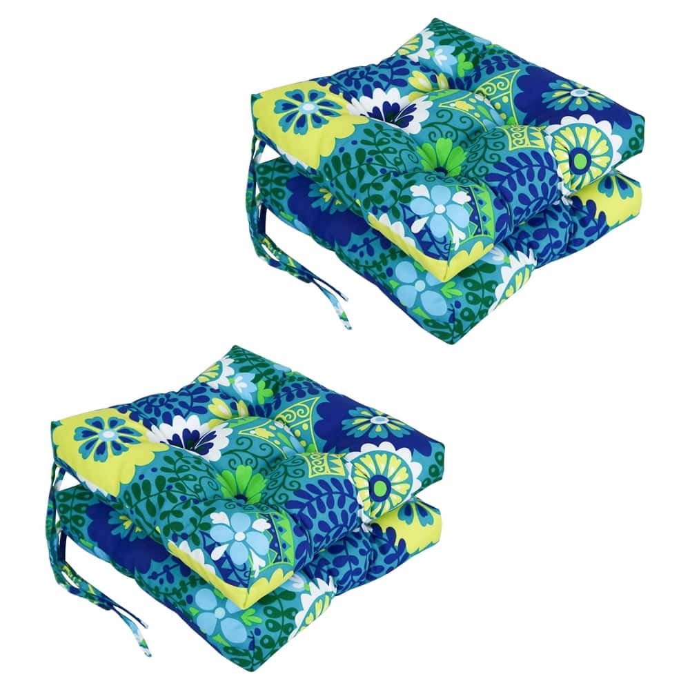 16-inch Square Tufted Indoor/Outdoor Chair Cushions (Set of 4) - 16"