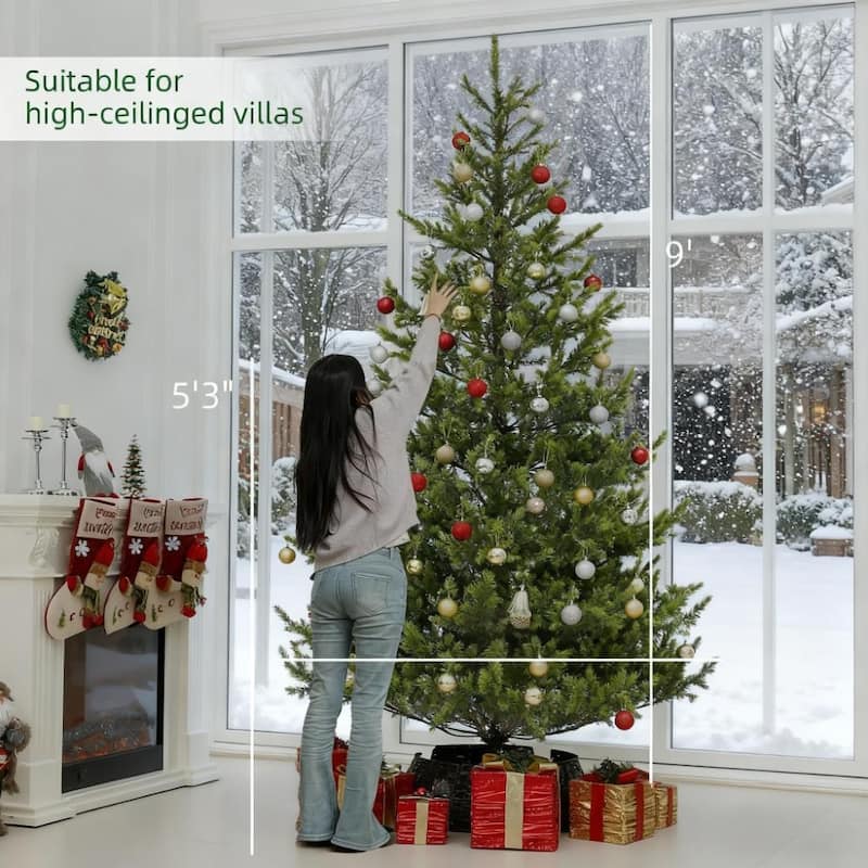 9ft Artificial Sparse Christmas Tree with Steel Stand and 4306 Tips - Green