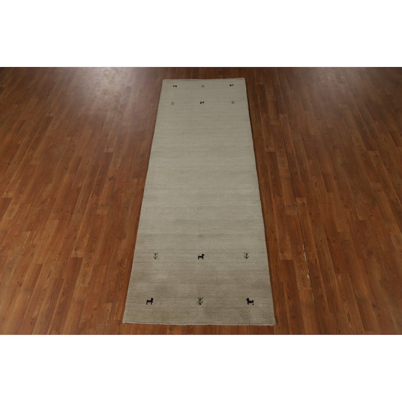 Gabbeh Indian Runner Rug Hand-Knotted Hallway Wool Carpet - 2'9" x 8'3"