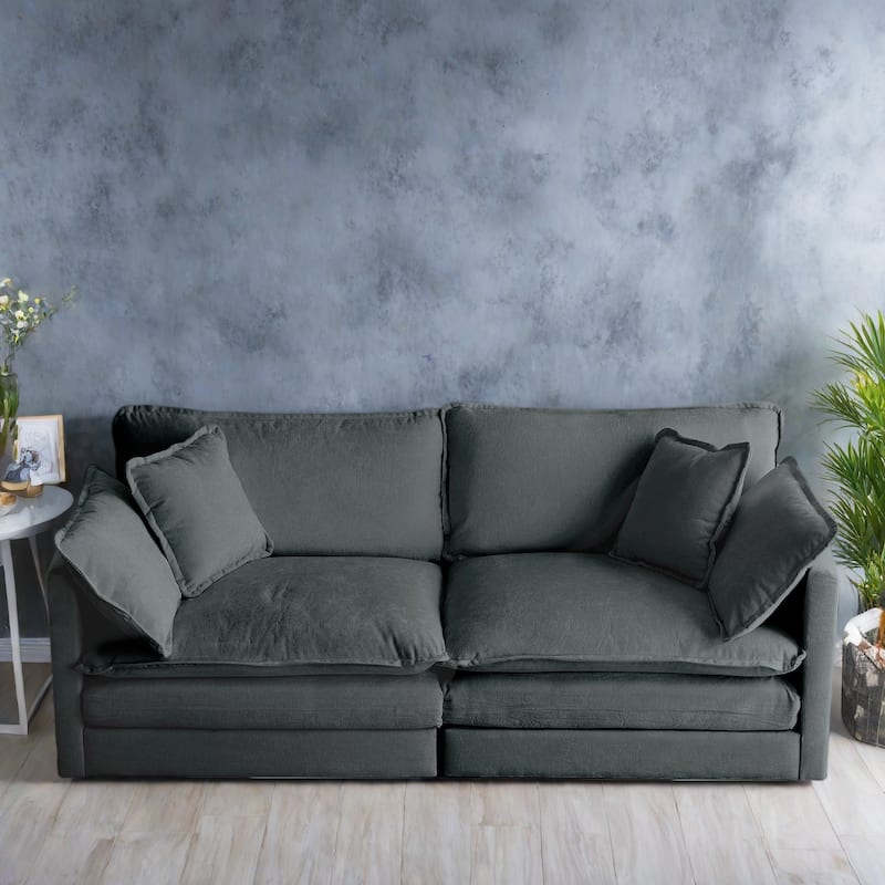 76.7" Chenille 3-Seater Sofa with Customizable Configurations and Premium Comfort - Gray