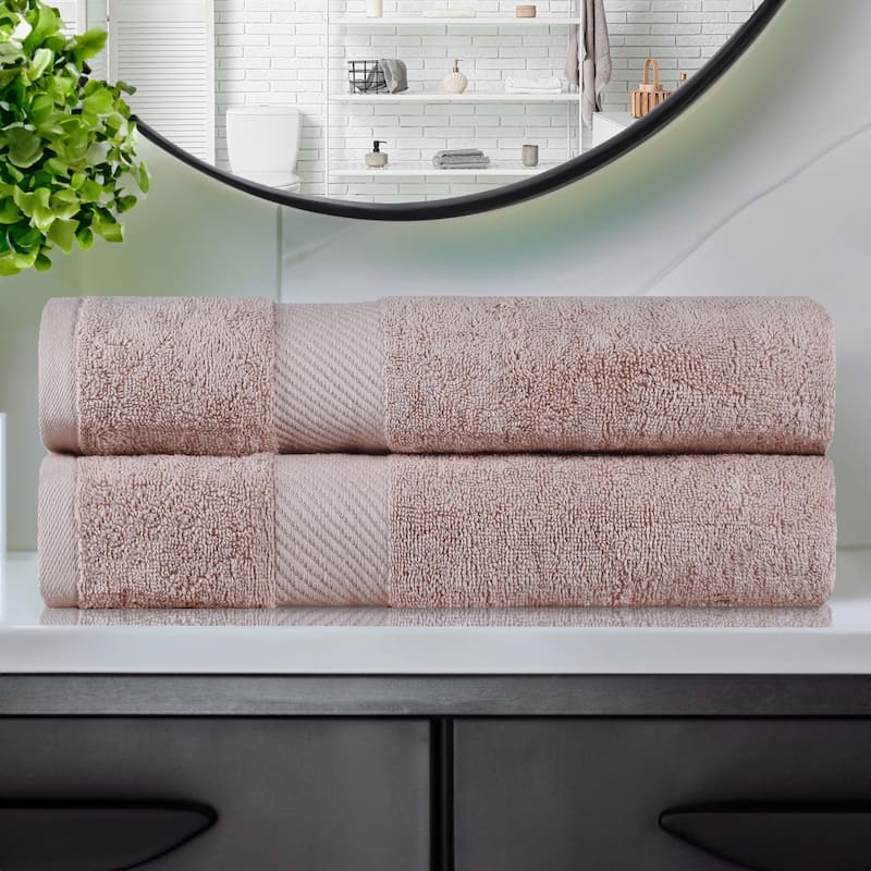 Superior Kendell Egyptian Cotton Solid Medium Weight Bath Towel Set of 2 - Fawn