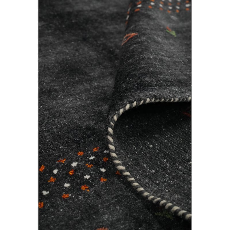Hand Knotted Oriental 100% Wool Carpet Tribal Animal Pictorial Greys & Charcoal Gabbeh Area Rug - 8' 0'' X 7' 11''