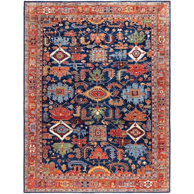 Serapi One-of-a-Kind Hand-Knotted Area Rug - Blue - 9' 0" x 11' 9"