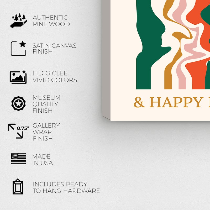 Wynwood Studio Canvas Holiday and Seasonal Green and Red Holiday Poster Green Modern & Contemporary Wall Art Canvas Print