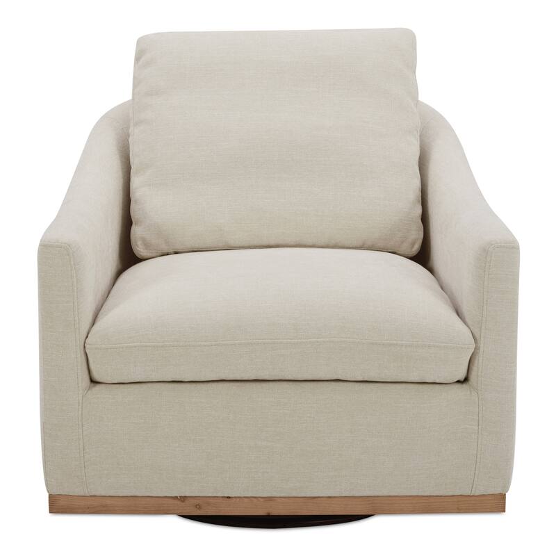 NADAAL STUDIOS Oriana Swivel Chair, Rustic Curved Barrel Back, High-Density Foam, Soft Beige - Soft Beige
