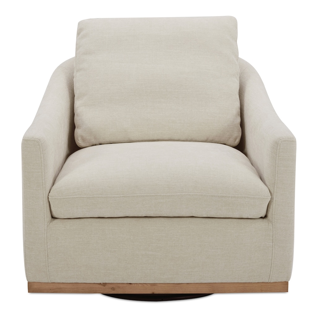 NADAAL STUDIOS Oriana Swivel Chair, Rustic Curved Barrel Back, High-Density Foam, Soft Beige