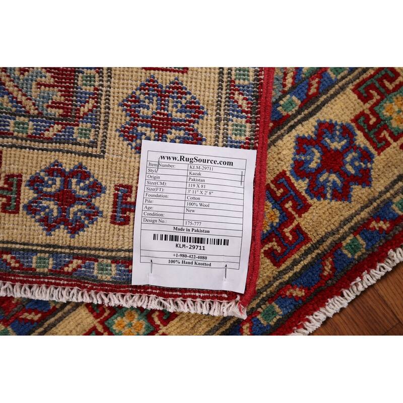 Red Kazak Oriental Foyer Rug Handmade Foyer Wool Carpet - 2'8" x 3'11"