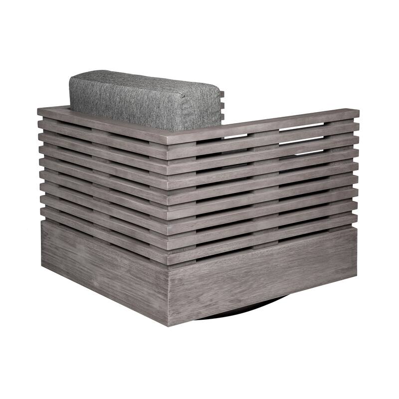 Vivid Swivel Outdoor Patio Chair in Eucalyptus Wood with Olefin Cushions