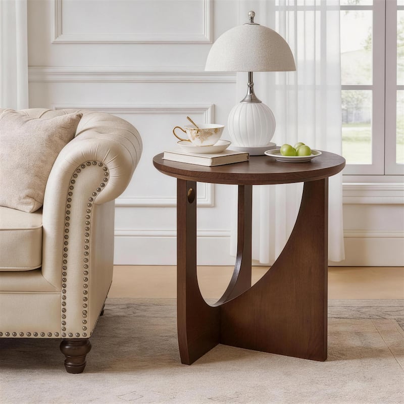 100% Solid Wood Side Table, Natural Wooden End Table,Rustic Center Table,Simple Accent Table for Living Room