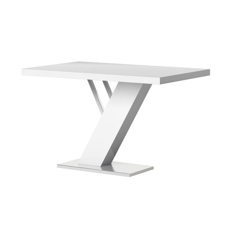Somette Leah Glossy White/ Chrome Dining Table - 51.18 x 31.5 x 29.72