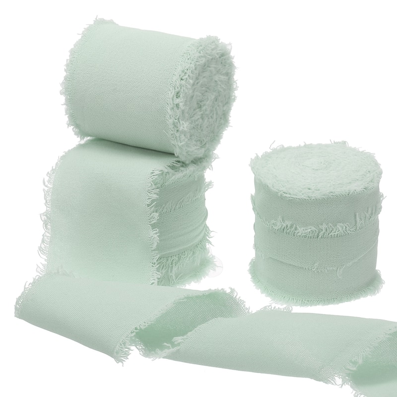1-1/2"x16Yd Handmade Fringe Cotton Ribbon Frayed Fringe Ribbon 3Roll - 5Yd