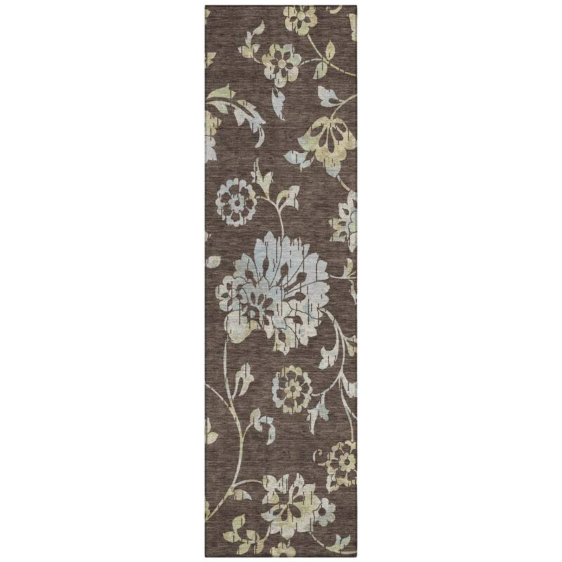 Machine Washable Indoor/ Outdoor Chantille Modern Floral Rug