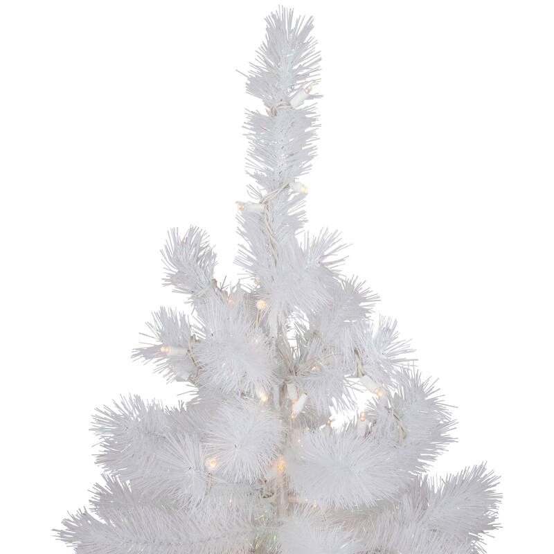 3' White Alaskan Pine Artificial Christmas Tree, Warm White LED Lights - 3 Foot