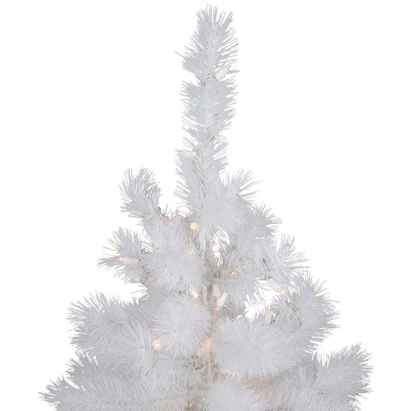 Pre-Lit White Alaskan Pine Artificial Christmas Tree Warm White LED Lights