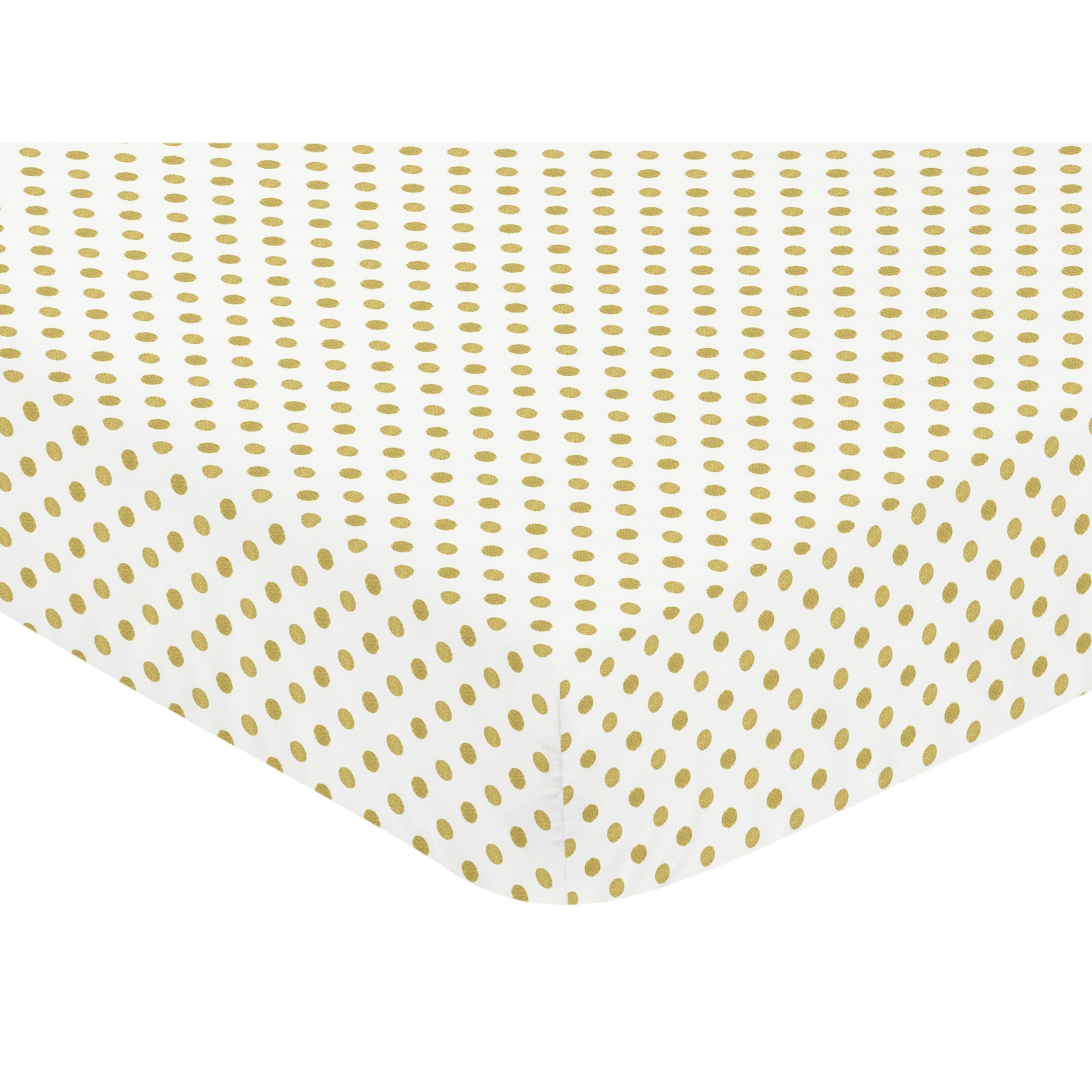 Sweet Jojo Designs Amelia Collection Metallic Gold Polka Dot Fitted Crib Sheet