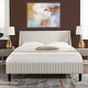 preview thumbnail 148 of 193, Aspen Upholstered Channel Tufted Platform Bed Flax White & Beige Linen - Queen