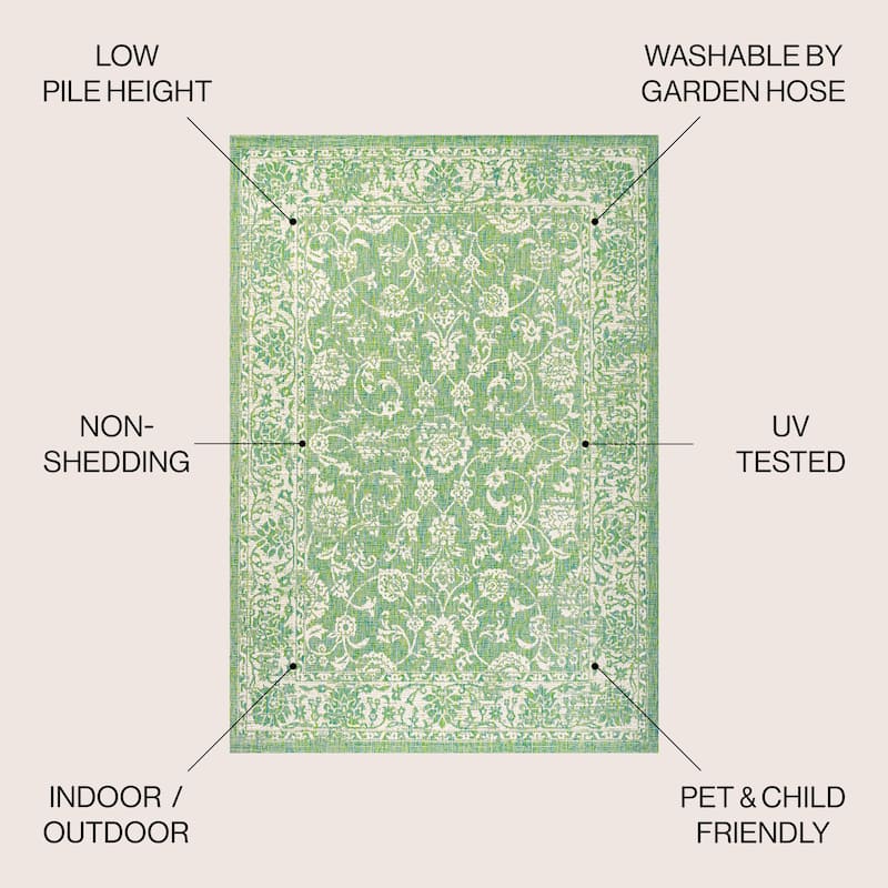 JONATHAN Y Sinjuri Bohemian Textured Weave Floral Indoor/Outdoor Area Rug