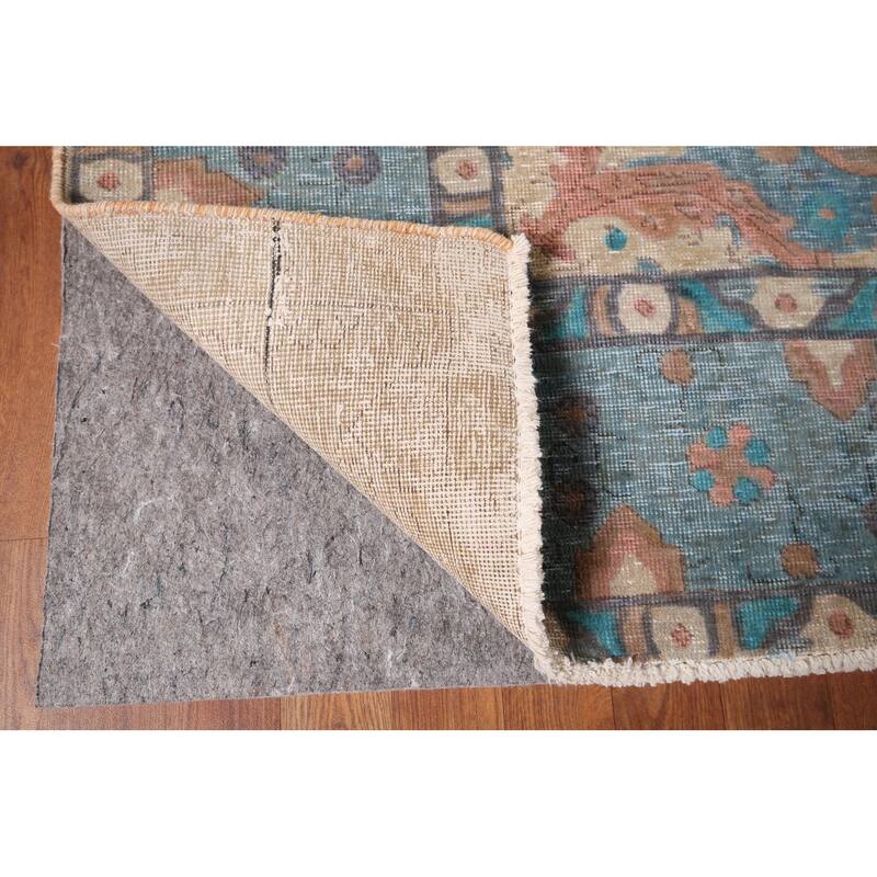 Distressed Blue Tabriz Persian Rug Handmade Wool Carpet - 8'1" x 10'11"