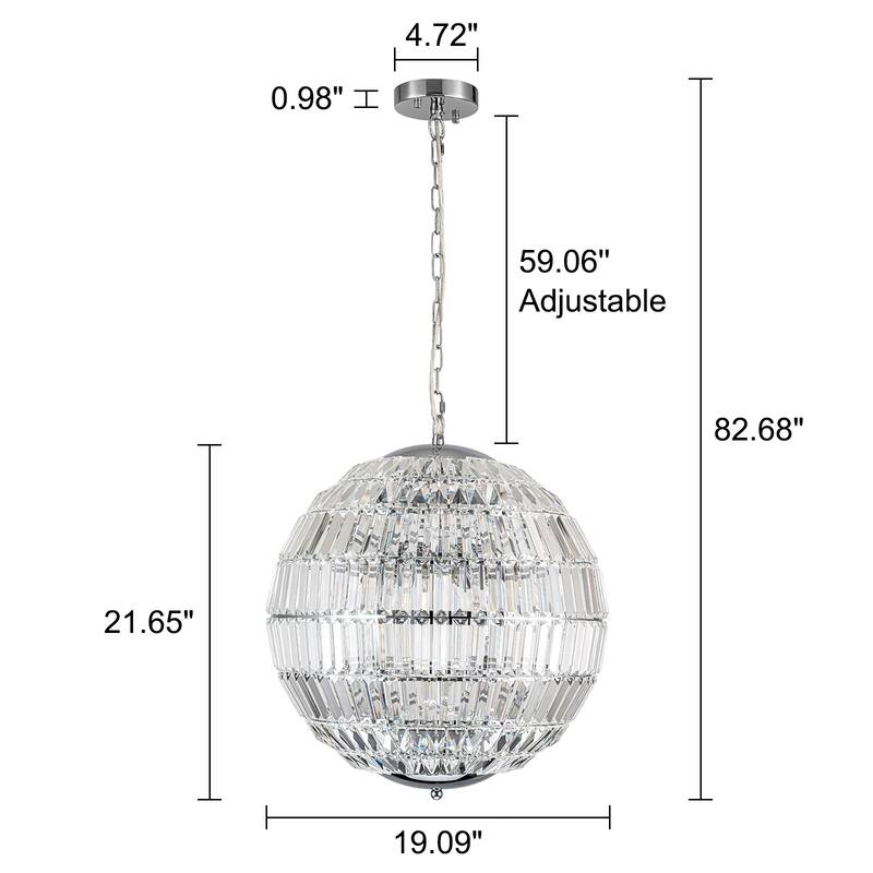 Ennu Retro Antique Sphere Crystal Chandelier Adjustable Dining Room Chandelier - W19.09"