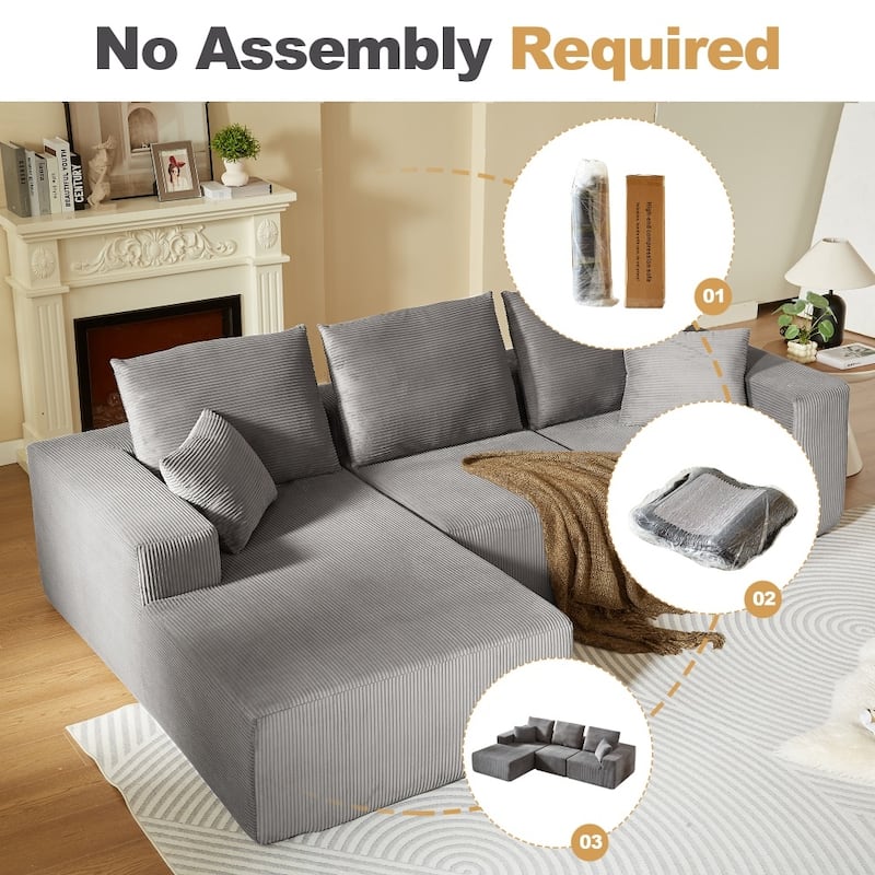 108.30" Modular Sectional Sofa with Chaise andb Deep Seat