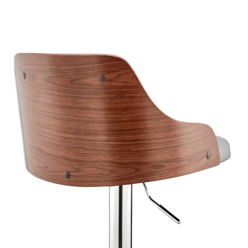 Asher Adjustable Faux Leather and Metal Bar Stool