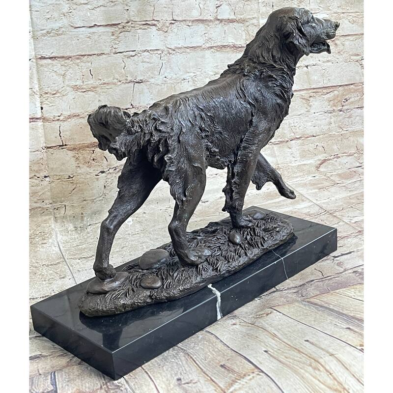 Golden Retriever Show Trial Bronze Marble Base Imitative Dog Statue Deco Breeder Trainer