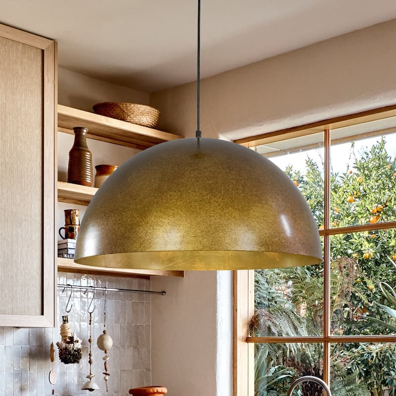 Industrial Oversized Metal Dome Pendant Light - Modern Farmhouse