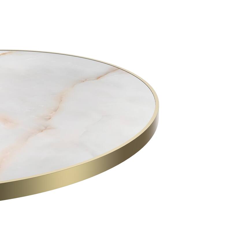 Modern Dinning Table Bistro Tulip Table with Faux Marble Top & Metal Frame Diameter