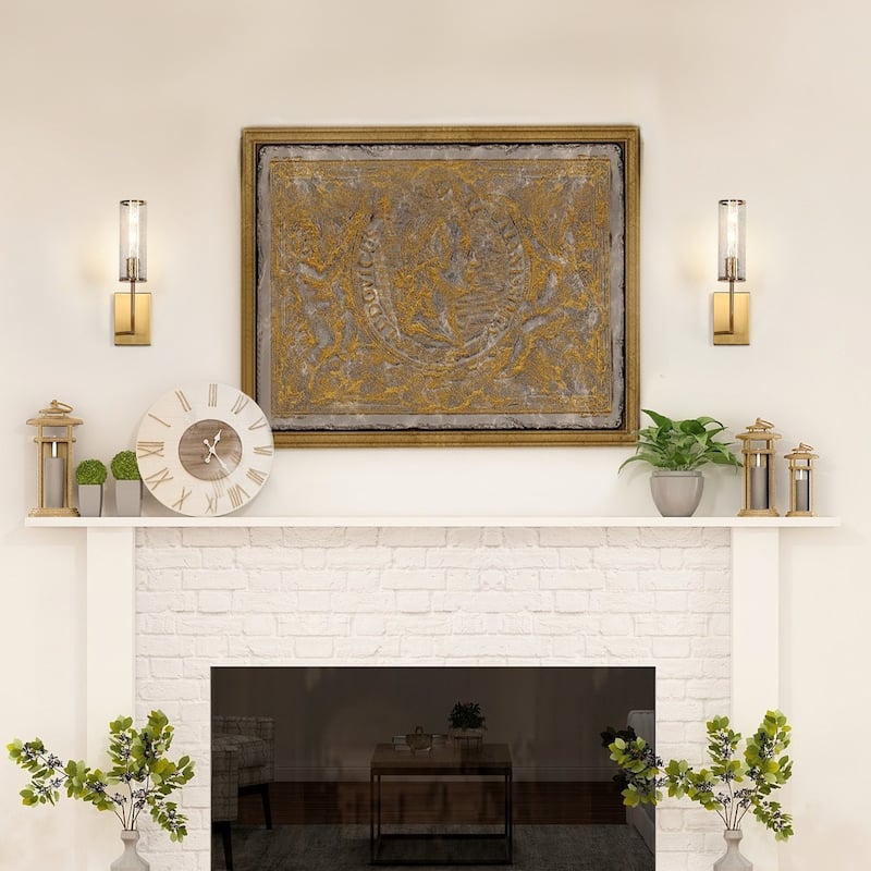 Modern Gold 1-Light Cylinder Glass Wall Sconce Bathroom Vanity Light - W 4.3" x H 16.7" x D 7.1"