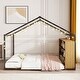 preview thumbnail 4 of 16, Full Size Metal Bed House Bed Frame with Shelves and Lights Black