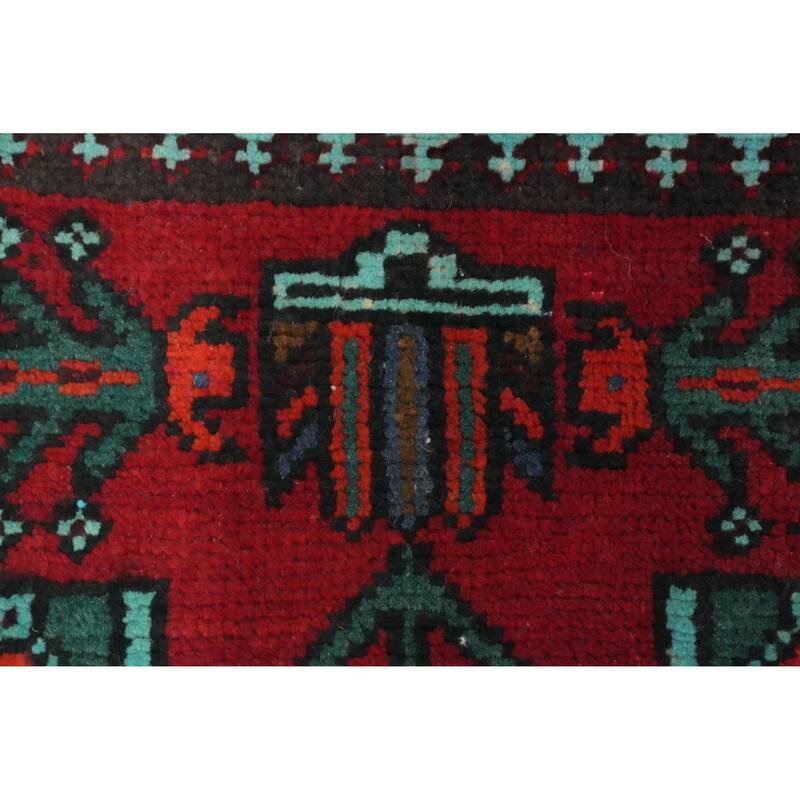 Hand Knotted Oriental 100% Wool Carpet Traditional Tribal Red Heriz Runner Rug - 11' 1'' X 3' 4''