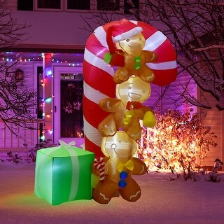 Present Stack Inflatable 6' Gingerbread Stack Christmas Giant Candy Cane Gift Blow Up Yard ...