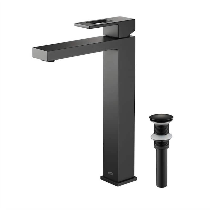 Lead Free Solid Brass Single Handle Bathroom Vanity Sink Faucet with Water Hose - Matte Black W/ Pop Up Drain