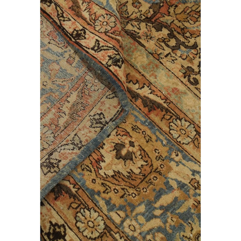 Hand Knotted Oriental 100% Wool Carpet Traditional All-Over Yellow & Gold Tabriz Area Rug - 13' 0'' X 9' 11''