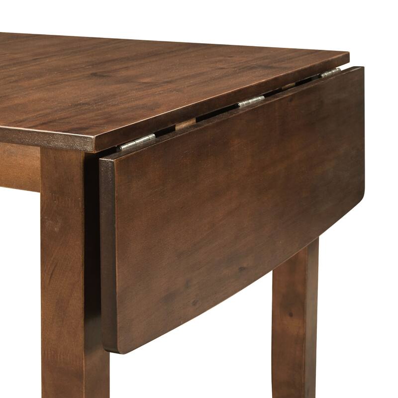 Brown 3-Piece Wooden Breakfast Nook Dining Table Set with Drop Leaf Table