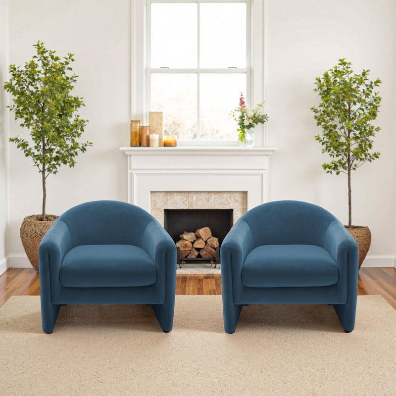 2 Set Modern Upholstered Barrel Accent Chair
