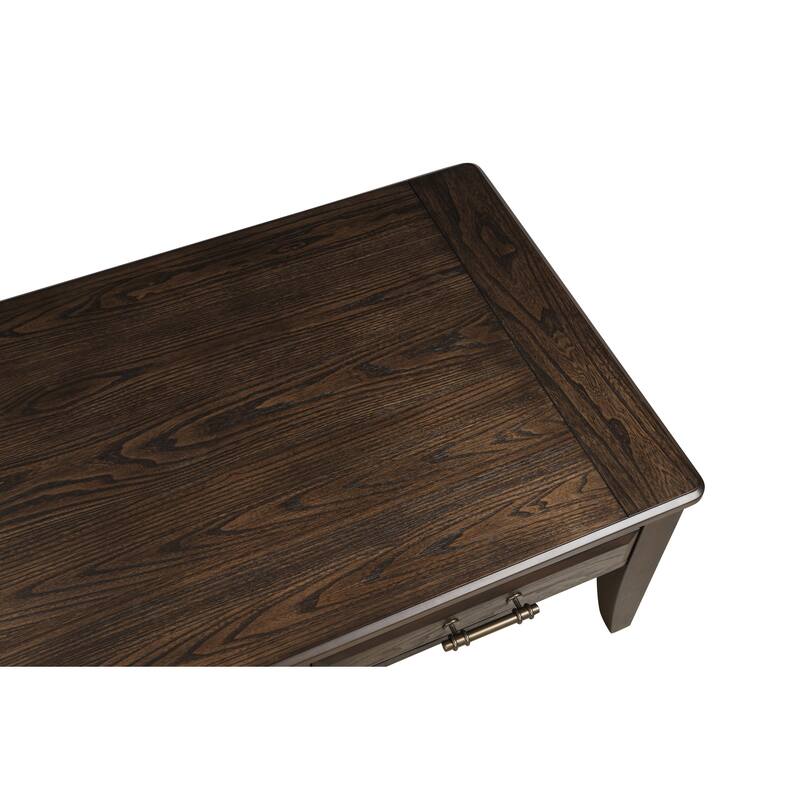 Mahogany Traditional Cocktail Table with Storage and Side Mounted Guides