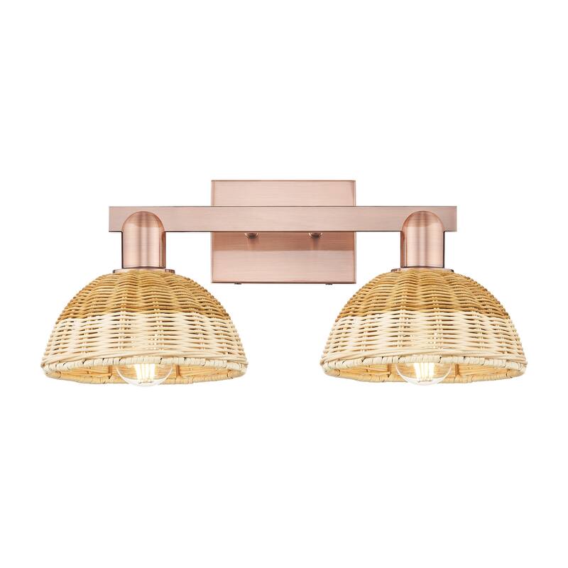 Innovations Lighting 716-2W-11-16 Natural Ballston Dome Vanity 2 - Antique Copper / Natural