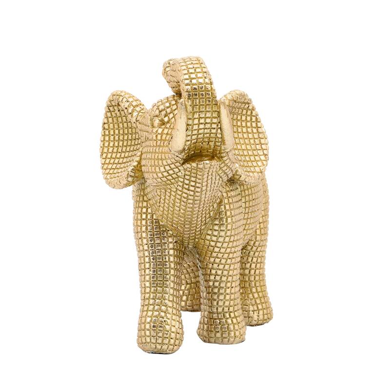 Sagebrook Home Boho 7" Polyresin Elephant Sculpture Decorative Figurine - 7" x 4" x 7" - Gold