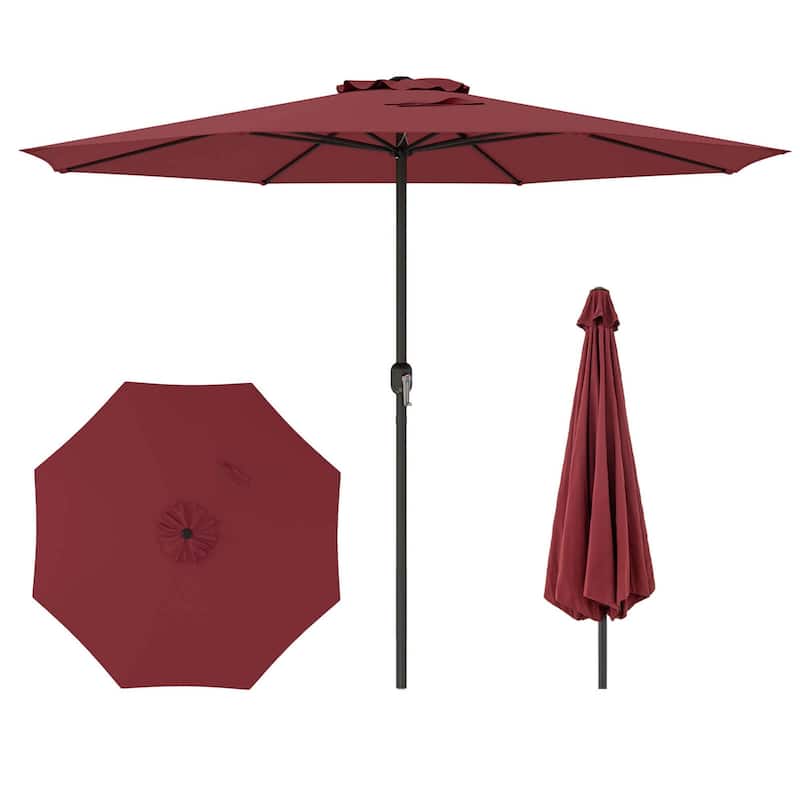 Costway 12 FT Patio Umbrella Outdoor Market Umbrella with Crank Handle - Red