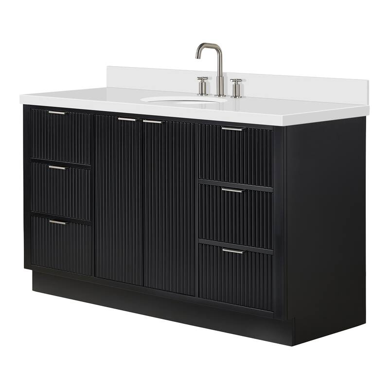 Ariel P61WQOVO Milan 61" Free Standing Single Basin Vanity Set with