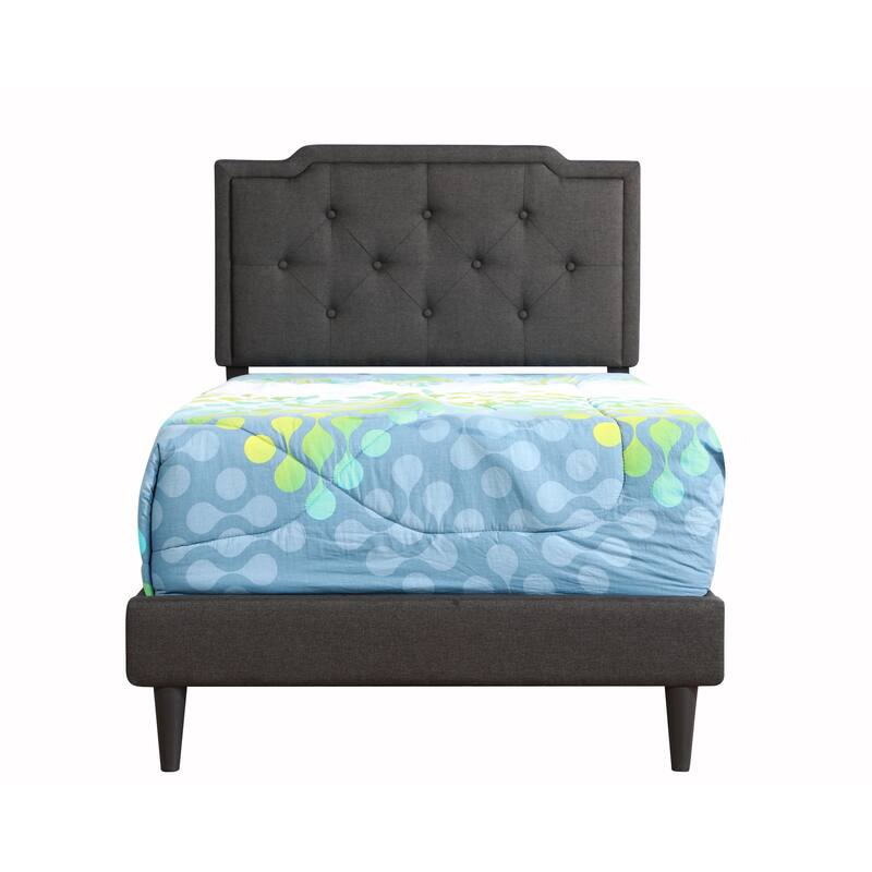 Modern Black Tufted Twin Bed Frame with Adjustable Headboard - Space-Saving Design for Compact Rooms