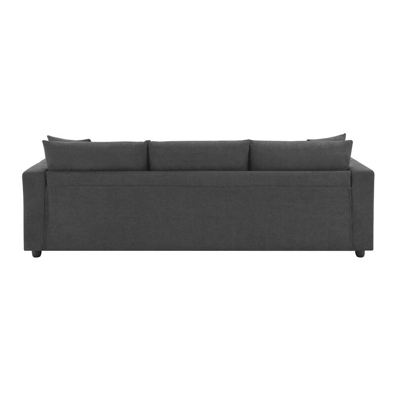 L-shaped Couch Set with 2 Free pillows,4-seat Polyester Fabric Couch Set with Convertible Ottoman for Living Room, Apartment