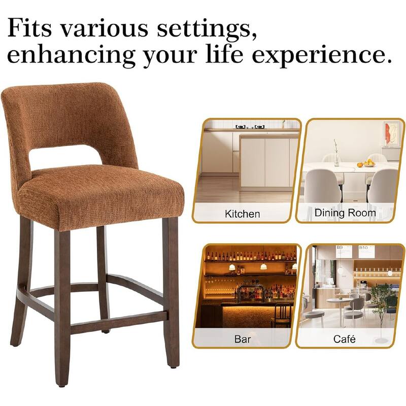 Set of 2/4/6,Upholstered Counter Height Bar Stools,Modern Counter Stools with Wood Legs for Kitchen Island Dining Room Bar
